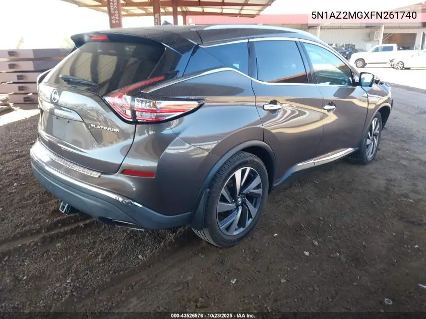 5N1AZ2MGXFN261740 2015 Nissan Murano Platinum