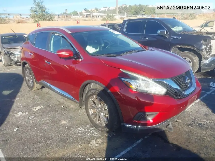5N1AZ2MGXFN240502 2015 Nissan Murano Sl