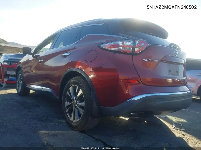 5N1AZ2MGXFN240502 2015 Nissan Murano Sl