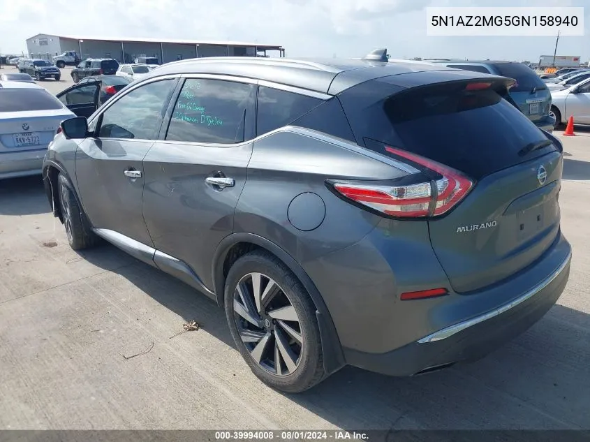 5N1AZ2MG5GN158940 2016 Nissan Murano Platinum