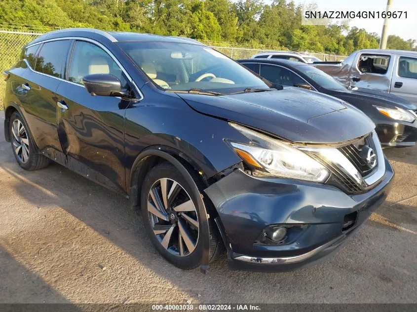 2016 Nissan Murano S/Sl/Sv/Platinum VIN: 5N1AZ2MG4GN169671 Lot: 40003038