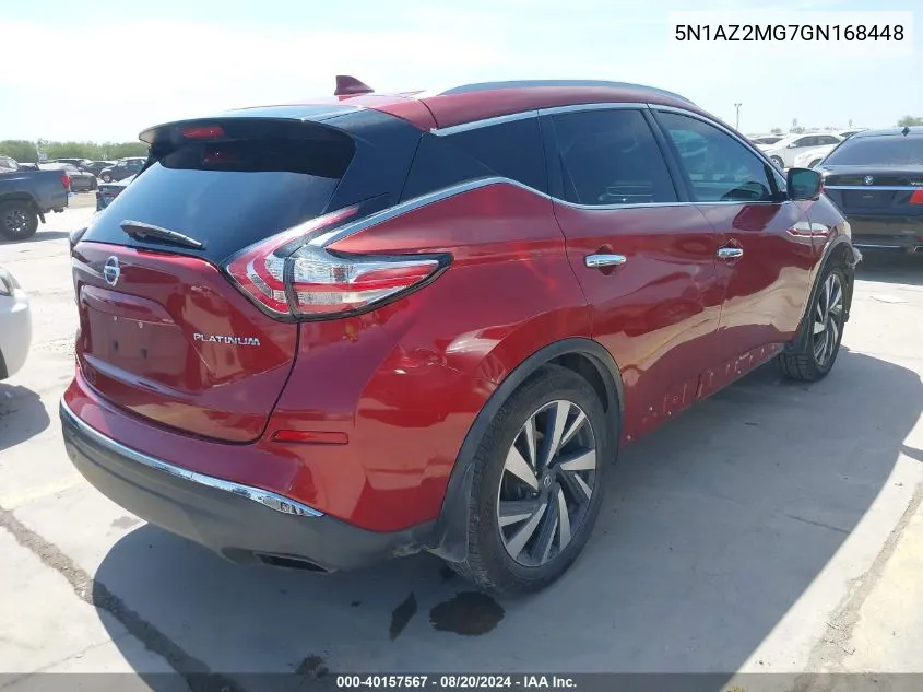 2016 Nissan Murano Platinum VIN: 5N1AZ2MG7GN168448 Lot: 40157567