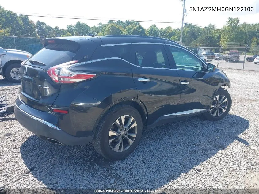 2016 Nissan Murano VIN: 5N1AZ2MH0GN122100 Lot: 40184952