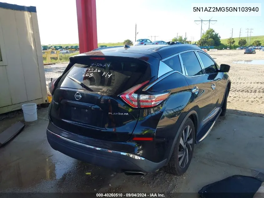 5N1AZ2MG5GN103940 2016 Nissan Murano S/Sl/Sv/Platinum