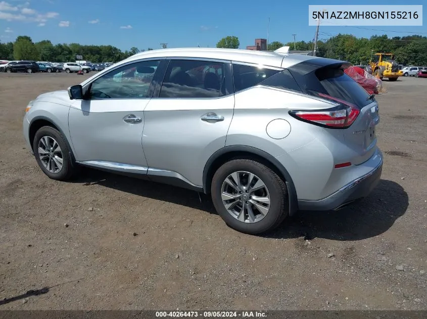 2016 Nissan Murano Sl VIN: 5N1AZ2MH8GN155216 Lot: 40264473