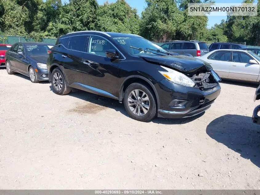 2016 Nissan Murano Sl VIN: 5N1AZ2MH0GN170132 Lot: 40293693