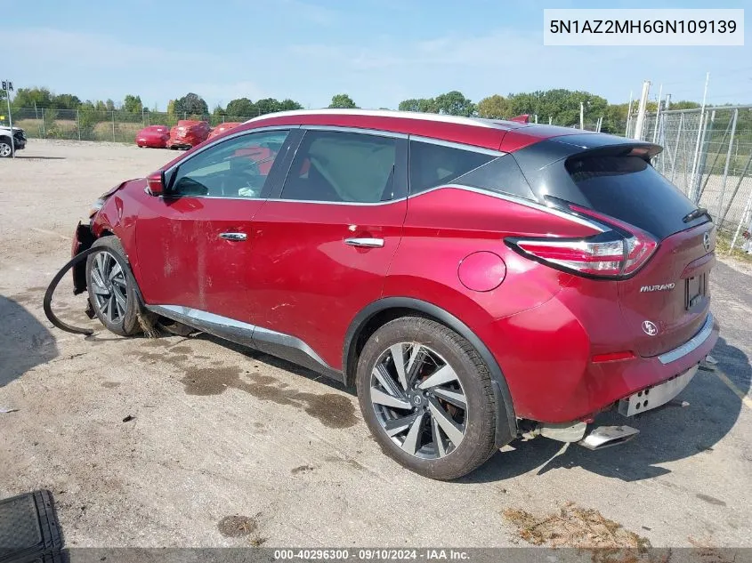 2016 Nissan Murano S/Sl/Sv/Platinum VIN: 5N1AZ2MH6GN109139 Lot: 40296300