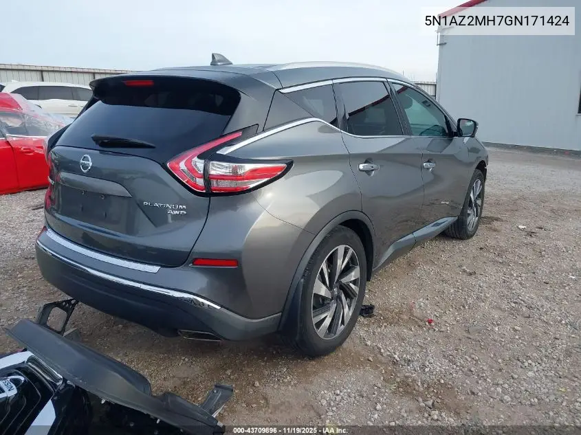 5N1AZ2MH7GN171424 2016 Nissan Murano Platinum