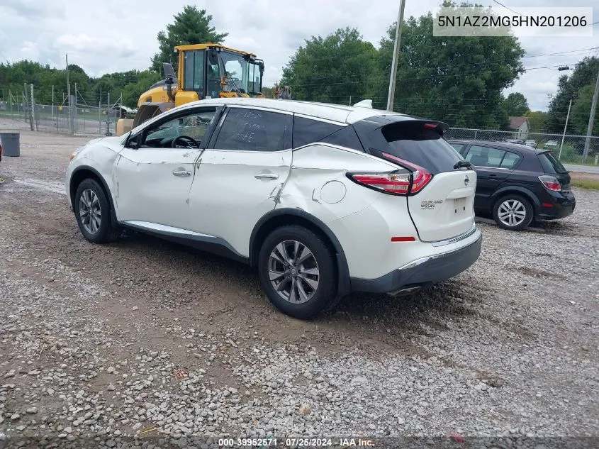 2017 Nissan Murano S VIN: 5N1AZ2MG5HN201206 Lot: 39952571