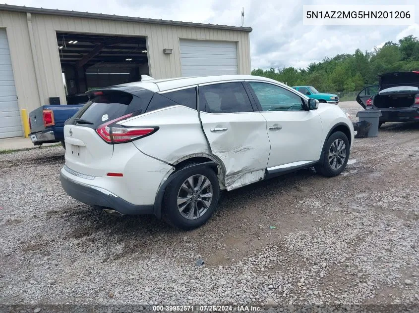 2017 Nissan Murano S VIN: 5N1AZ2MG5HN201206 Lot: 39952571