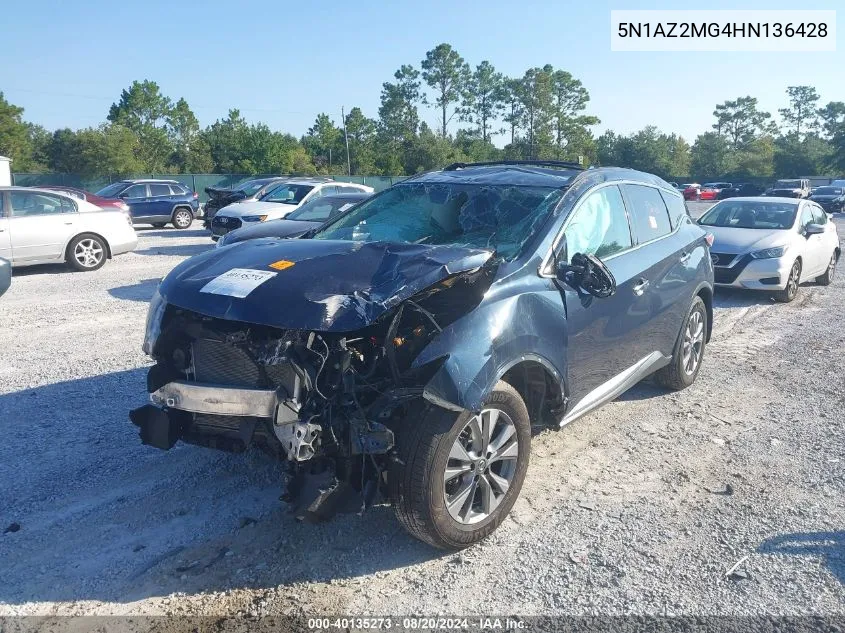 2017 Nissan Murano S/Sl/Sv/Platinum VIN: 5N1AZ2MG4HN136428 Lot: 40135273