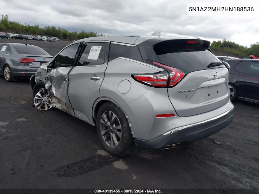 2017 Nissan Murano S VIN: 5N1AZ2MH2HN188536 Lot: 40139455