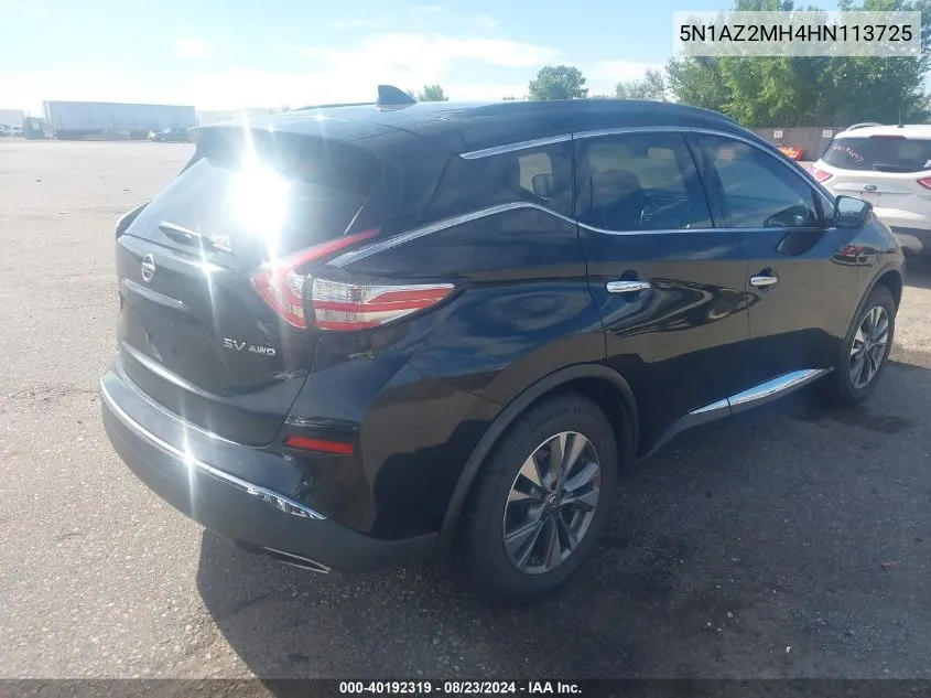 2017 Nissan Murano Sv VIN: 5N1AZ2MH4HN113725 Lot: 40192319