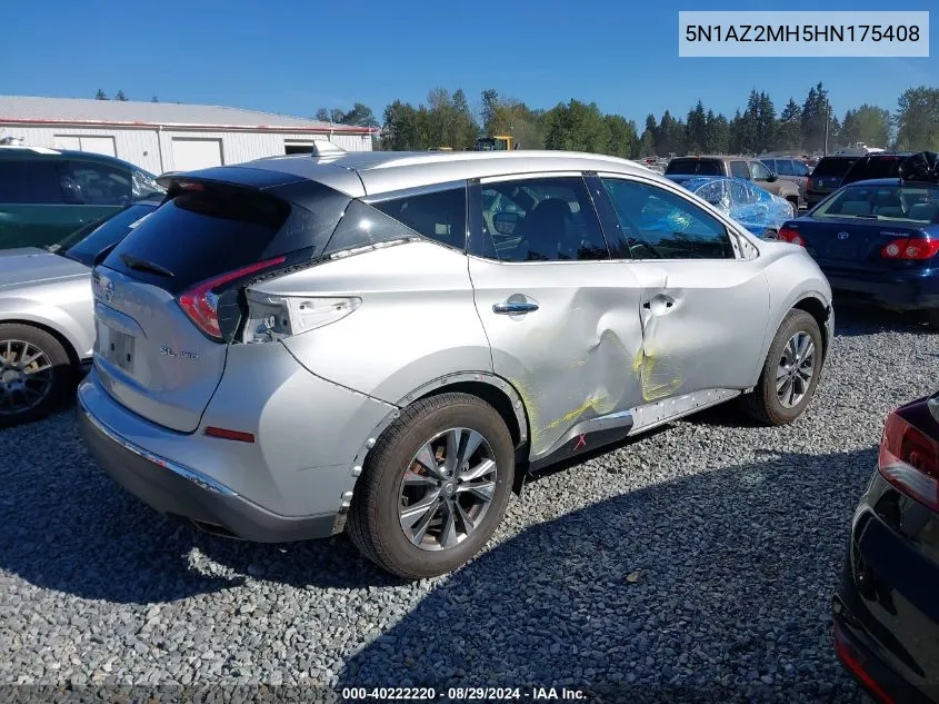 2017 Nissan Murano Platinum/S/Sl/Sv VIN: 5N1AZ2MH5HN175408 Lot: 40222220