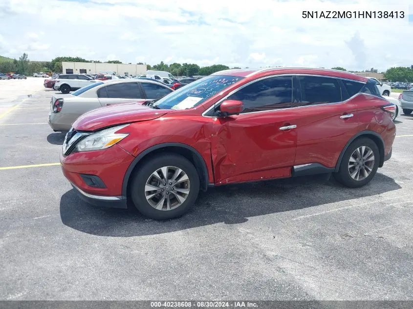 2017 Nissan Murano Sl VIN: 5N1AZ2MG1HN138413 Lot: 40238608