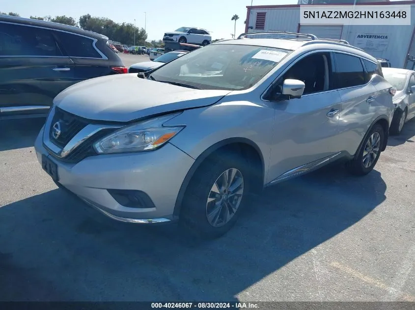 2017 Nissan Murano Sl VIN: 5N1AZ2MG2HN163448 Lot: 40246067