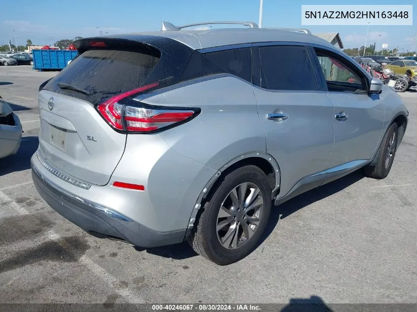 2017 Nissan Murano Sl VIN: 5N1AZ2MG2HN163448 Lot: 40246067