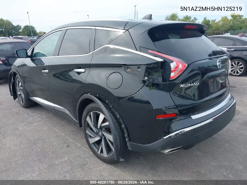 5N1AZ2MH5HN125219 2017 Nissan Murano Platinum