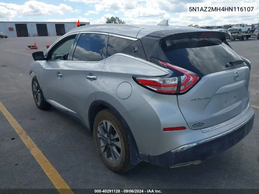 2017 Nissan Murano Sl VIN: 5N1AZ2MH4HN116107 Lot: 40291128