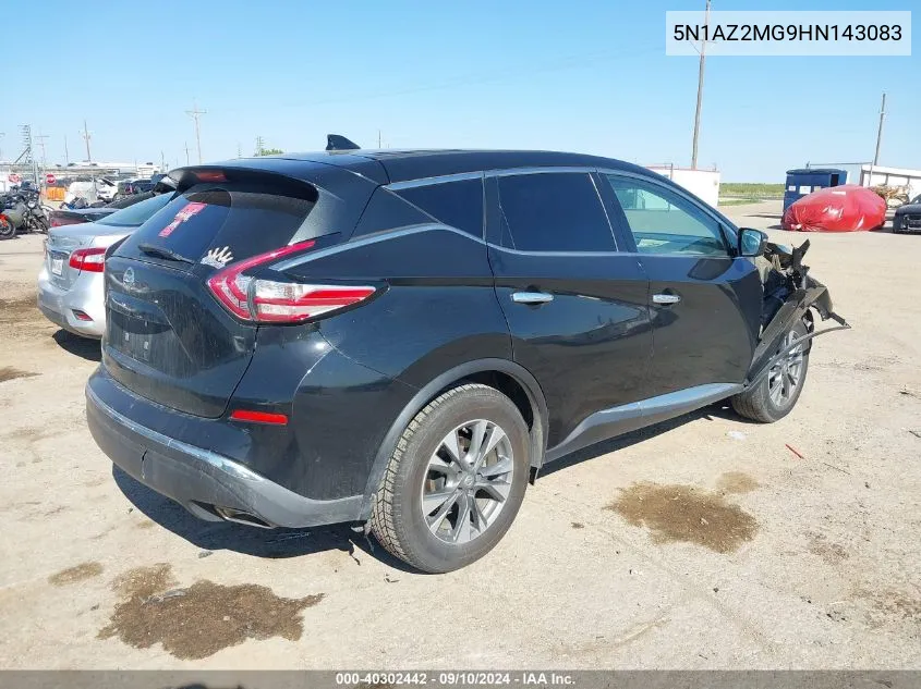 2017 Nissan Murano S/Sl/Sv/Platinum VIN: 5N1AZ2MG9HN143083 Lot: 40302442