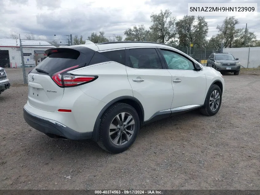 2017 Nissan Murano Sv VIN: 5N1AZ2MH9HN123909 Lot: 40374563