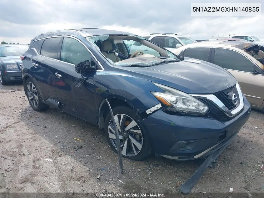 5N1AZ2MGXHN140855 2017 Nissan Murano Platinum