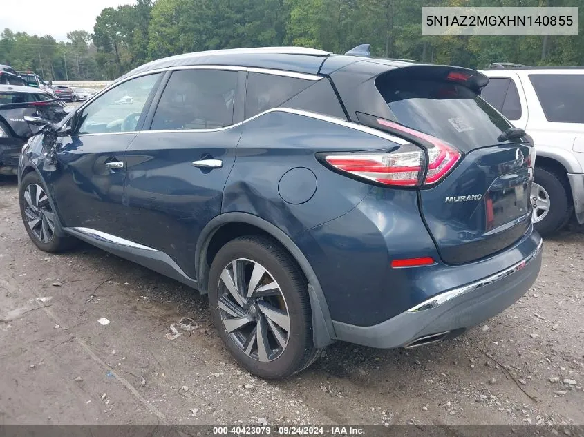 5N1AZ2MGXHN140855 2017 Nissan Murano Platinum