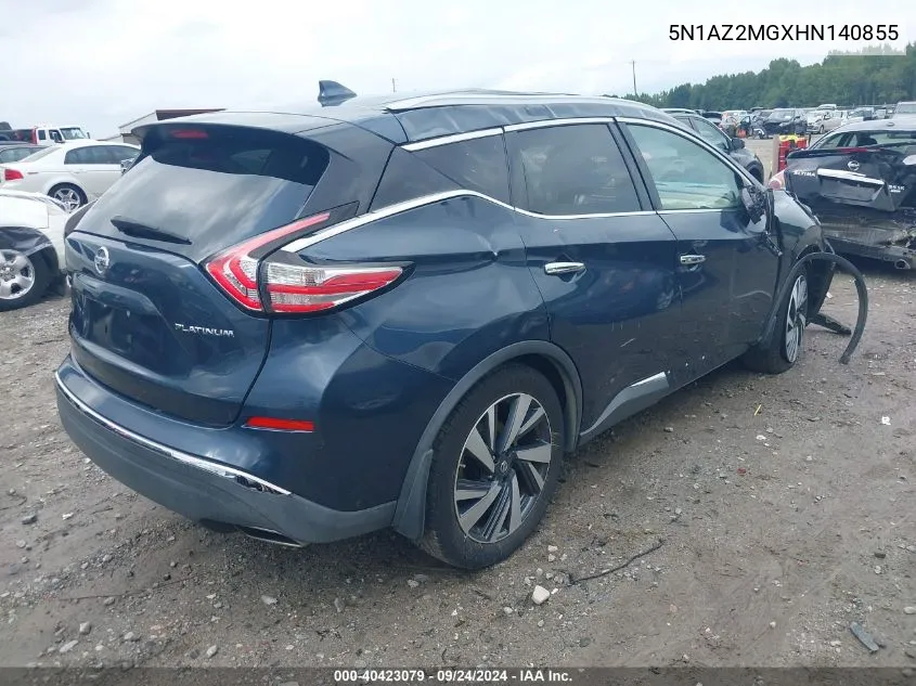 5N1AZ2MGXHN140855 2017 Nissan Murano Platinum