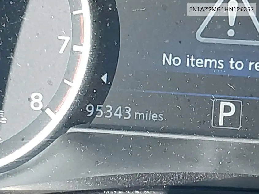 5N1AZ2MG1HN126357 2017 Nissan Murano Sl