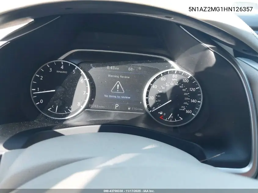5N1AZ2MG1HN126357 2017 Nissan Murano Sl
