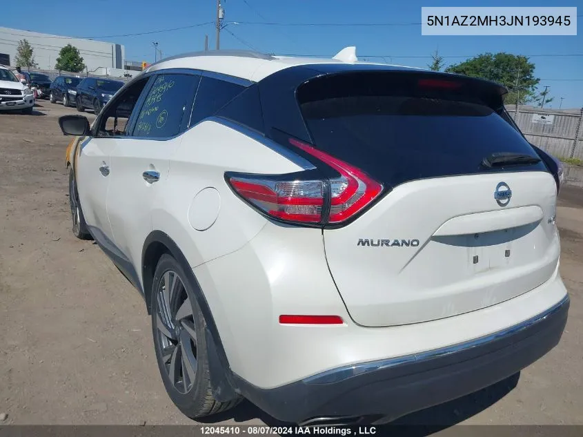 2018 Nissan Murano VIN: 5N1AZ2MH3JN193945 Lot: 12045410