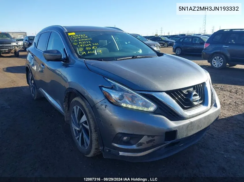 2018 Nissan Murano VIN: 5N1AZ2MH3JN193332 Lot: 12087316