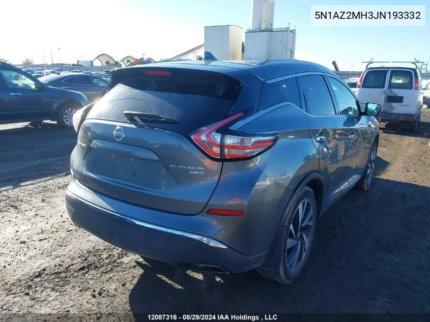 2018 Nissan Murano VIN: 5N1AZ2MH3JN193332 Lot: 12087316