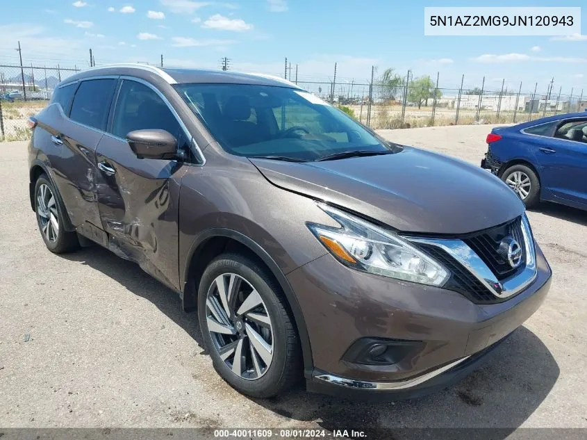 2018 Nissan Murano Platinum VIN: 5N1AZ2MG9JN120943 Lot: 40011609