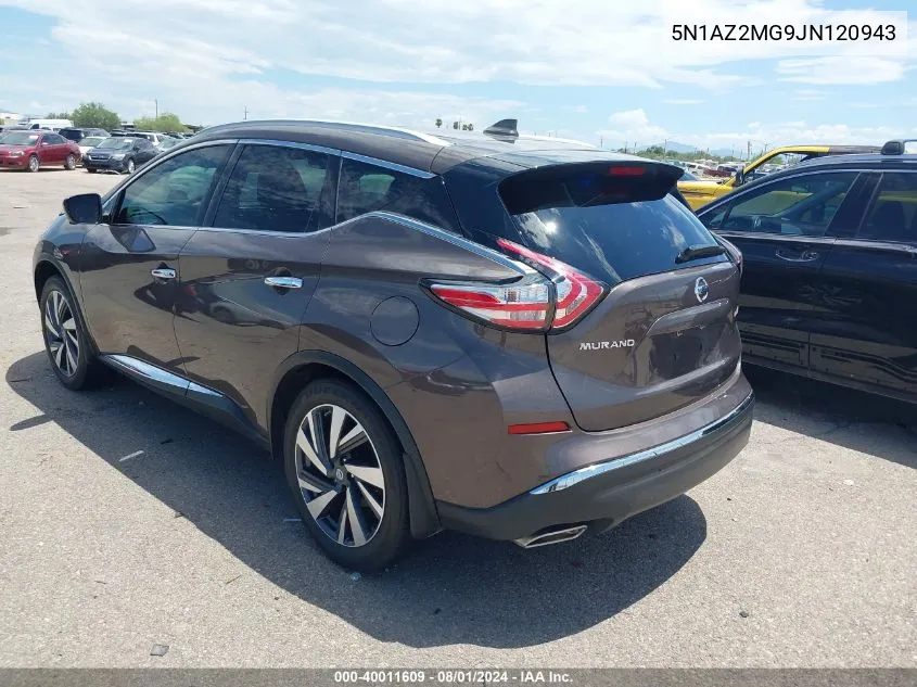 2018 Nissan Murano Platinum VIN: 5N1AZ2MG9JN120943 Lot: 40011609