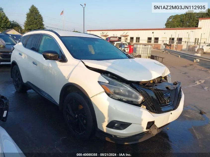 2018 Nissan Murano Sl VIN: 5N1AZ2MG3JN112935 Lot: 40088355