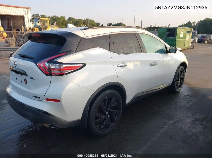 2018 Nissan Murano Sl VIN: 5N1AZ2MG3JN112935 Lot: 40088355