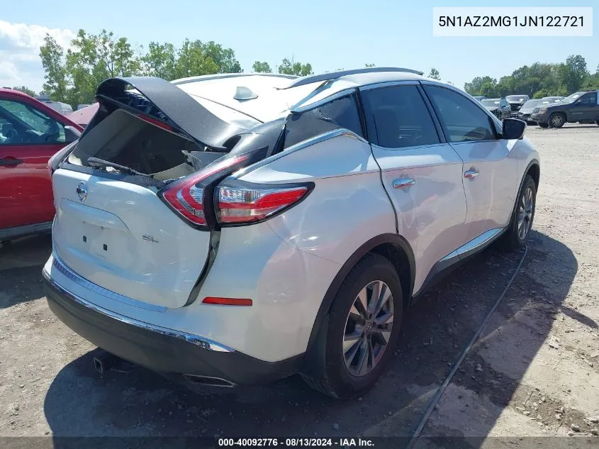 2018 Nissan Murano Sl VIN: 5N1AZ2MG1JN122721 Lot: 40092776