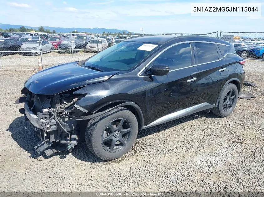 2018 Nissan Murano Sv VIN: 5N1AZ2MG5JN115044 Lot: 40103690