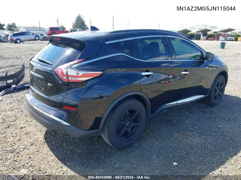 2018 Nissan Murano Sv VIN: 5N1AZ2MG5JN115044 Lot: 40103690