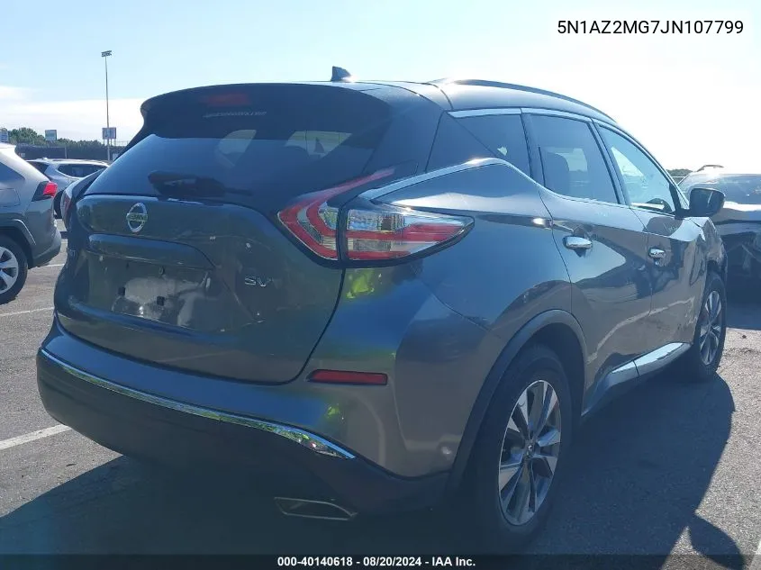 2018 Nissan Murano Sv VIN: 5N1AZ2MG7JN107799 Lot: 40140618