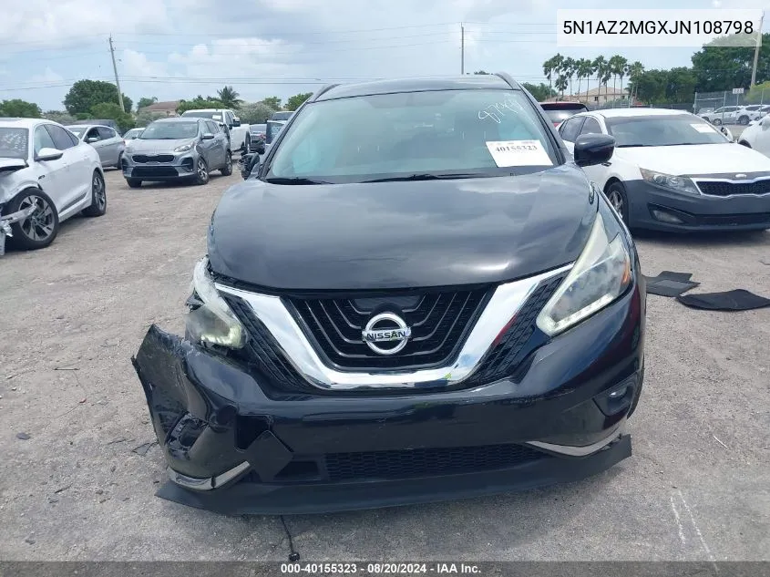 2018 Nissan Murano Sv VIN: 5N1AZ2MGXJN108798 Lot: 40155323