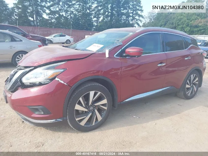 5N1AZ2MGXJN104380 2018 Nissan Murano S/Sl/Sv/Platinum