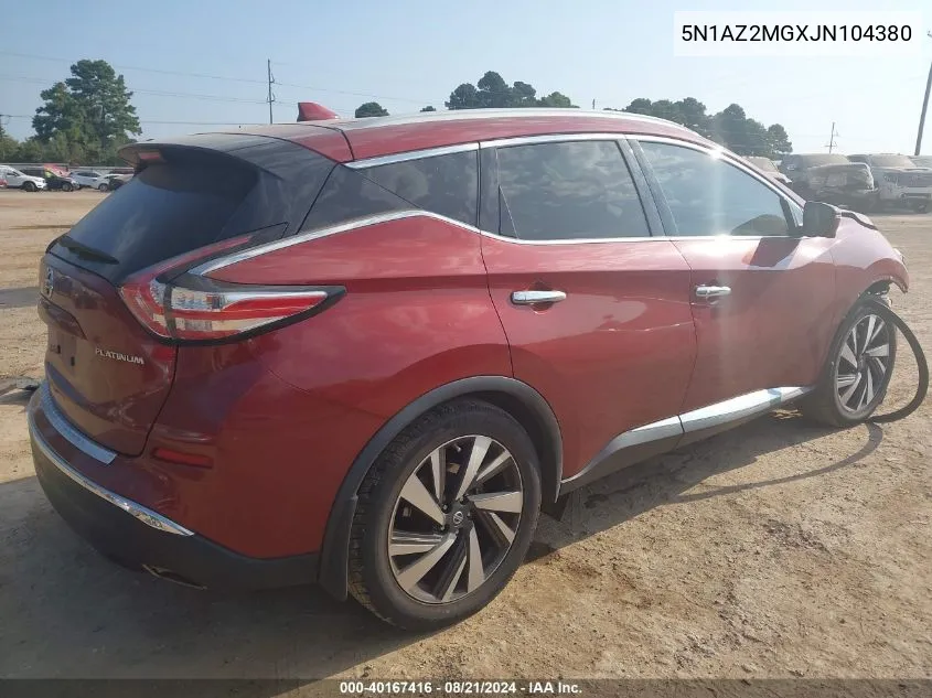 5N1AZ2MGXJN104380 2018 Nissan Murano S/Sl/Sv/Platinum