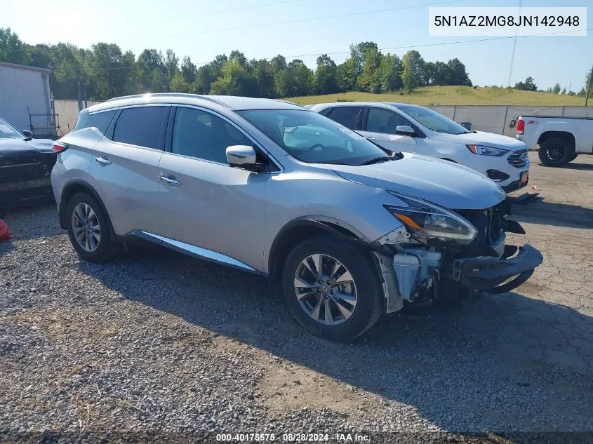 2018 Nissan Murano Sl VIN: 5N1AZ2MG8JN142948 Lot: 40175575