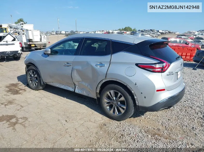 2018 Nissan Murano Sl VIN: 5N1AZ2MG8JN142948 Lot: 40175575