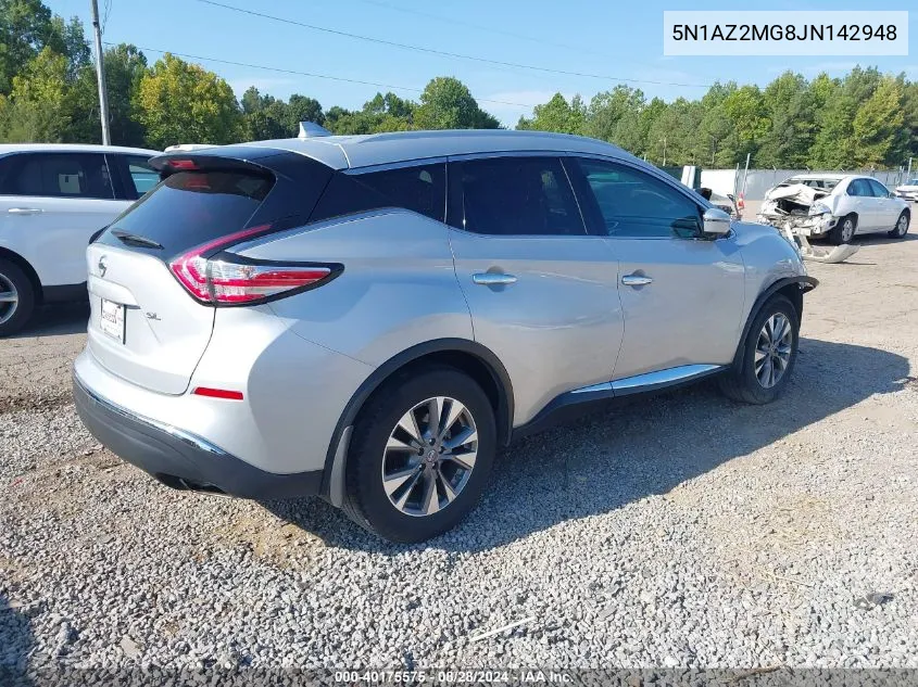 2018 Nissan Murano Sl VIN: 5N1AZ2MG8JN142948 Lot: 40175575