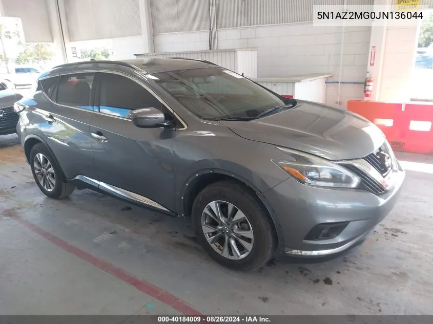 2018 Nissan Murano Sv VIN: 5N1AZ2MG0JN136044 Lot: 40184009