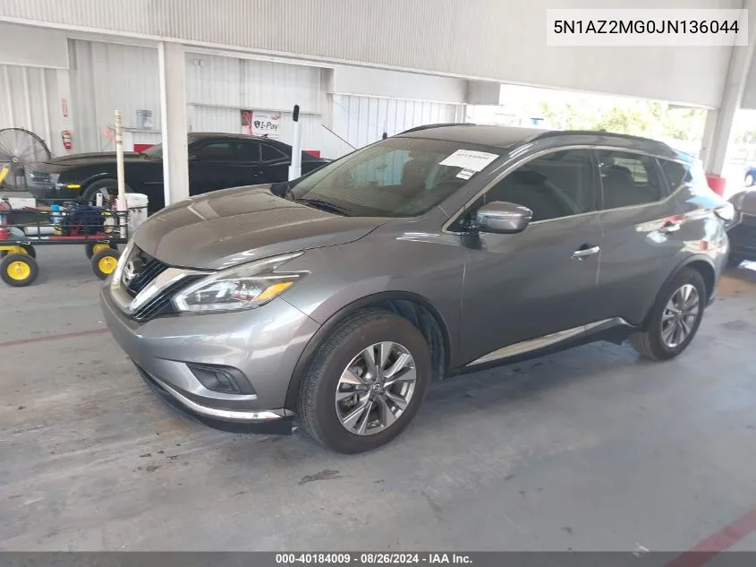 2018 Nissan Murano Sv VIN: 5N1AZ2MG0JN136044 Lot: 40184009