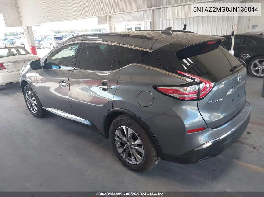 2018 Nissan Murano Sv VIN: 5N1AZ2MG0JN136044 Lot: 40184009